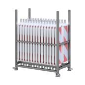 SET | with 30 traffic panels | on storage and transport pallet | with foil RA1/A, red/white | on both sides hatched | Plastic traffic panel type 60